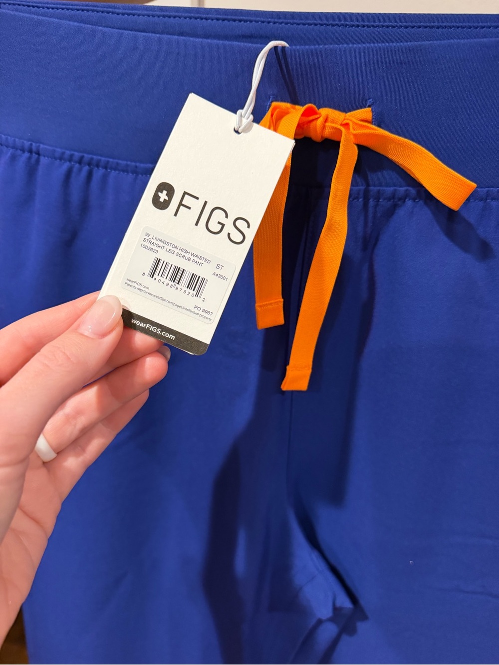 FIGS Women's Royal Blue Athletic Shorts with Orange Drawstring